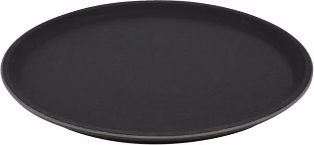 Kelvenix Round Non-Slip Rubber Textured Serving Tray, Black, Diameter: 28 cm