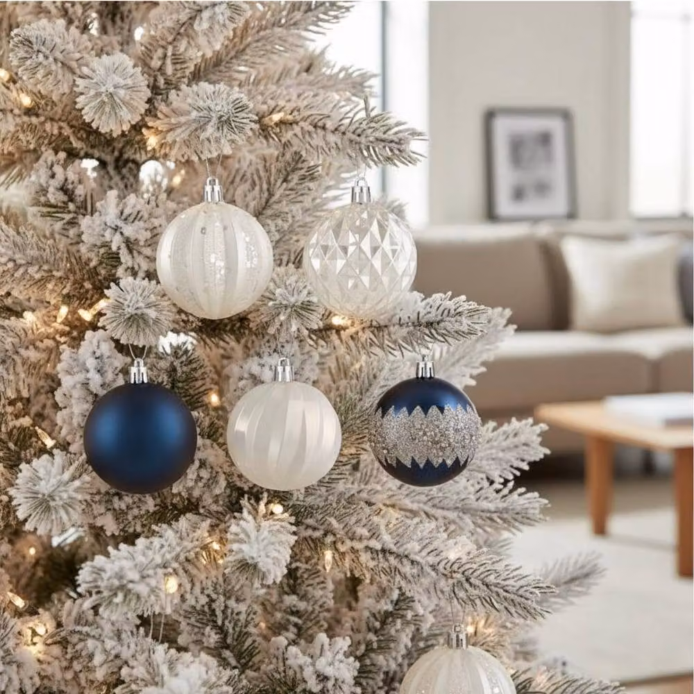 Garden Greatness 35 Pack of Blue Hanging Frosted Round Baubles – 2