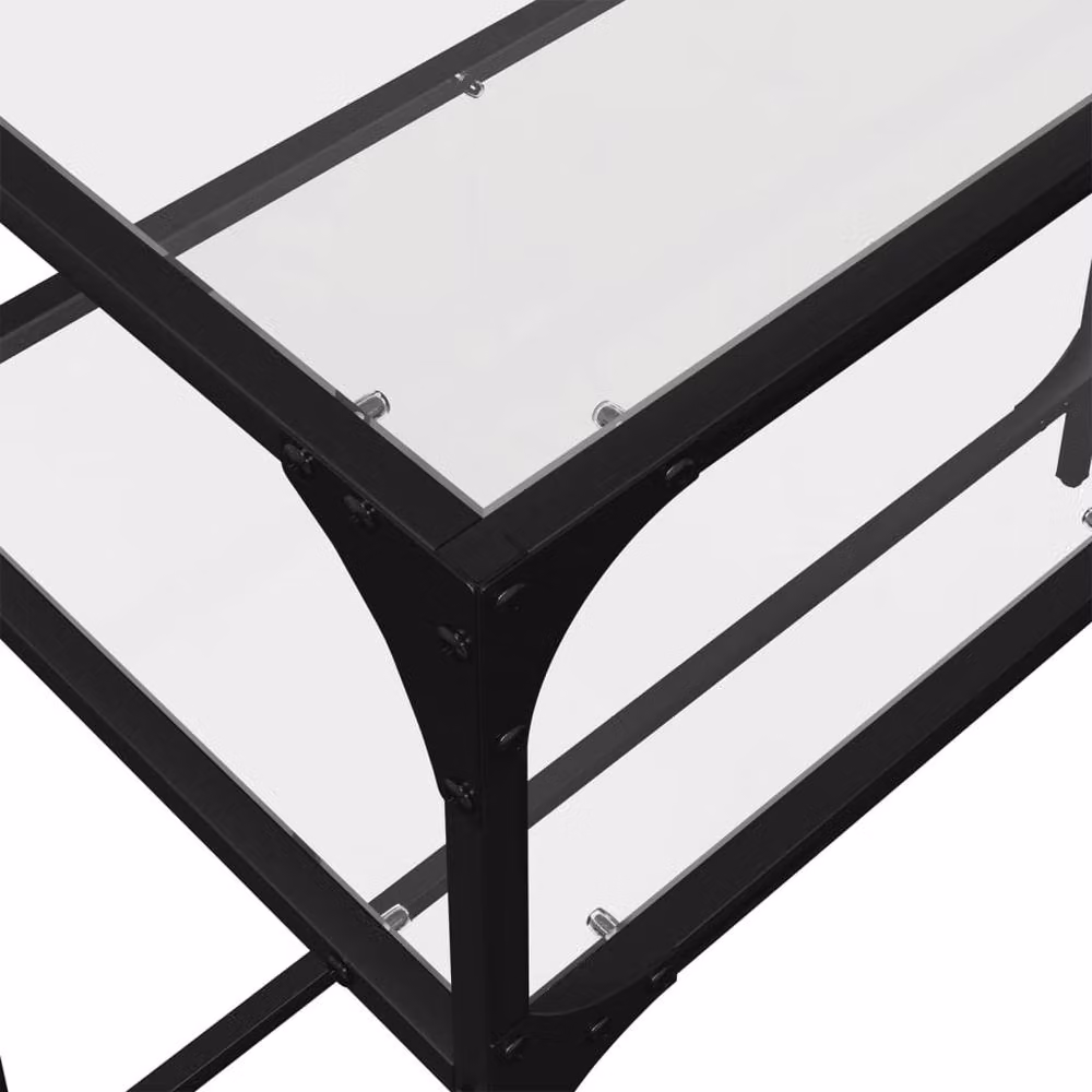 Berkfield Home Modern Console Table with Transparent Glass Top and Black Metal Frame, W/D/H: 98 x 35 x 81 cm – 4