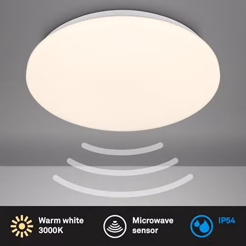 Briloner LED Ceiling Light with Motion Sensor, Warm White, IP54, White, W/D/H: 35 x 35 x 5.5 cm – 3