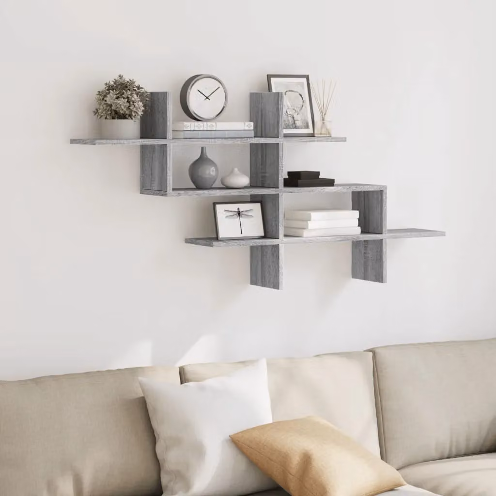Berkfield Home Wall Mounted Shelf in Grey Sonoma, W: 124.5 cm, D: 18 cm, H: 60.5 cm – 2