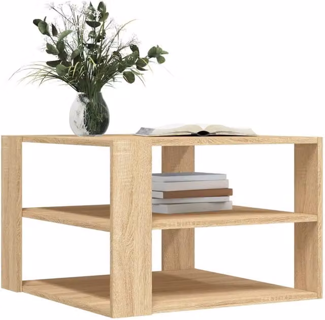 Berkfield Home Sonoma Oak Decorative Coffee Table in Light Tan Beige, W/D/H: 59.5 x 59.5 x 40 cm