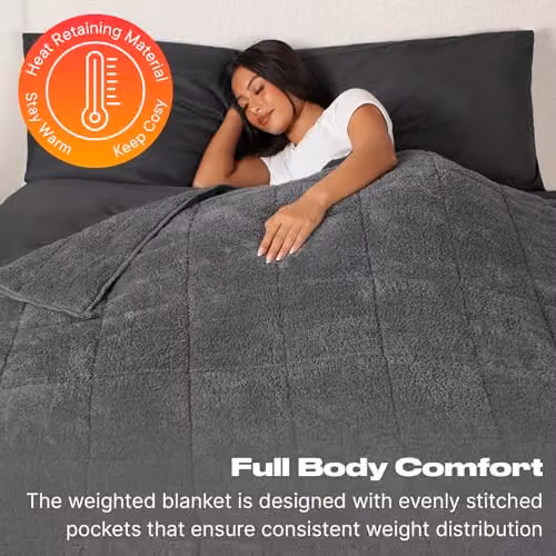 OHS Teddy Fleece Sensory Weighted Blanket, Charcoal Grey, 6kg, W/D/H: 125 x 180 cm – 2