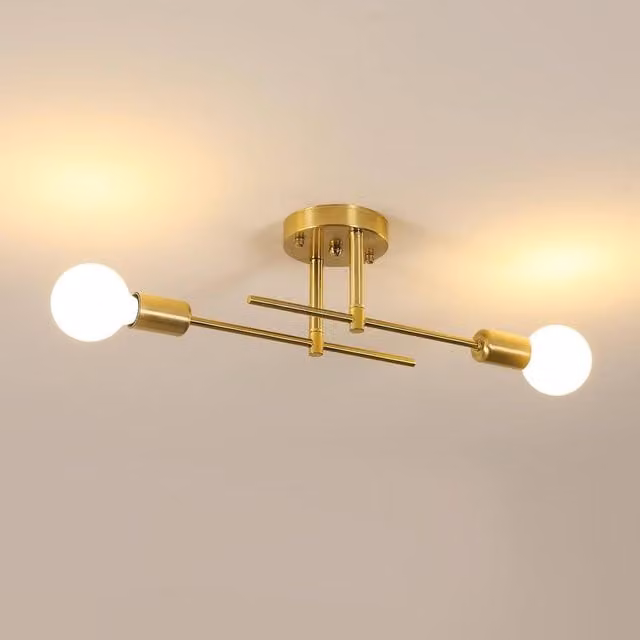 Goeco Vintage Metal Ceiling Light, E27 Modern Chandelier in Gold/Brass for Living Room, Bedroom or Kitchen