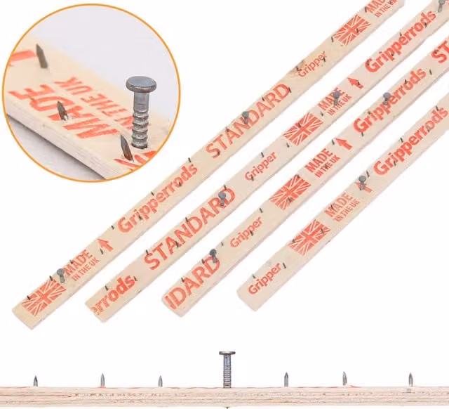 Novecrafto 24-Piece Brown Wood Carpet Gripper Rods with Dual Purpose Pins for Underlay Flooring