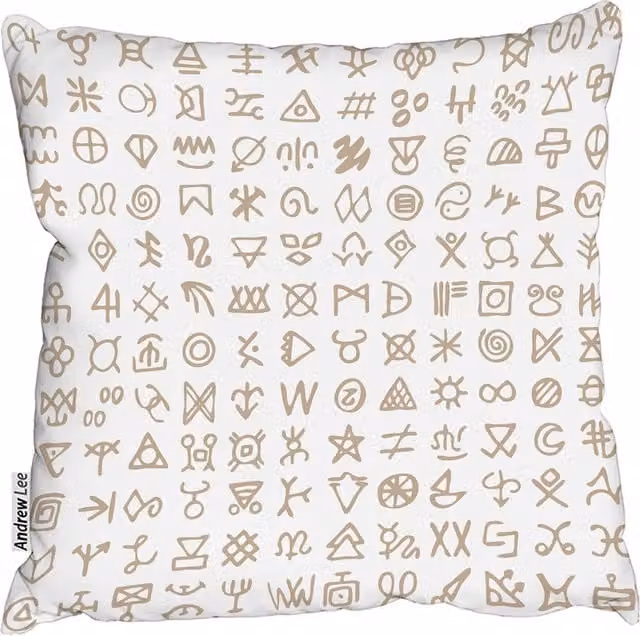 Andrew Lee Viking Ritual Symbols Square Cushion, White, W: 60 cm x H: 60 cm