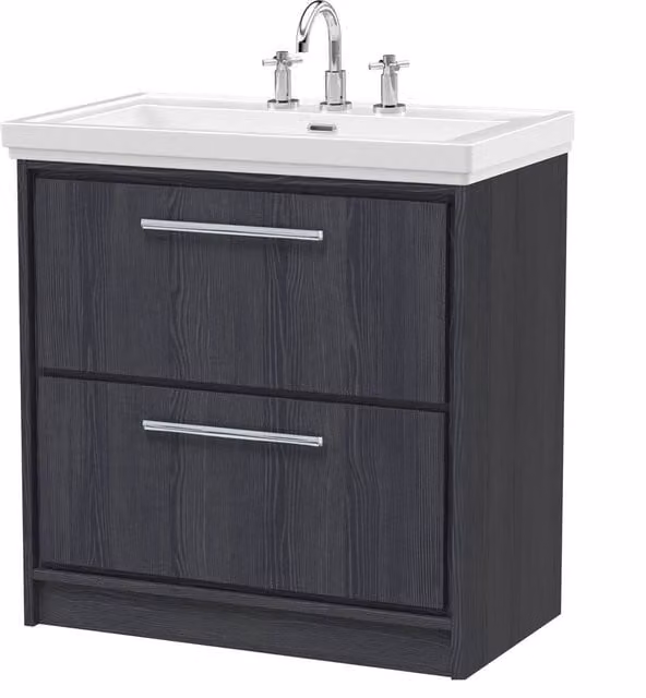 Balterley Longnor 2 Drawer Vanity Basin Unit, Graphite Grey, W: 80 cm