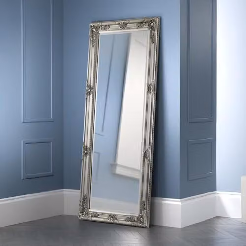 Julian Bowen Palais Full Length Mirror in Antique Grey, H 170 cm x W 70 cm, Wall Mounted or Leaner Mirror