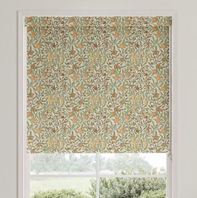 William Morris Fruit Translucent Made To Measure Roller Blind in Lichen Multicolour Floral Pattern