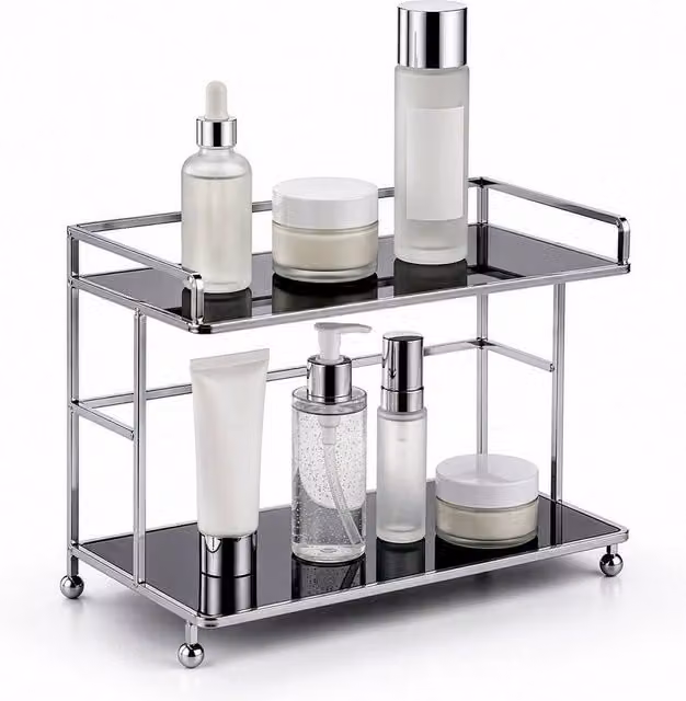 Kelvenix Black 2 Tier Metal Storage Stand and Cosmetic Perfume Display Rack – 1