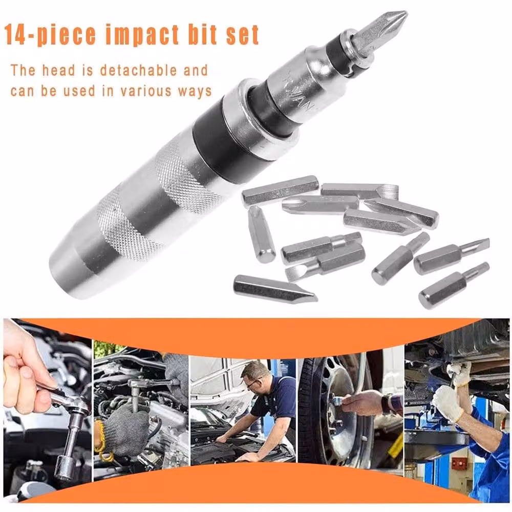 Nordara 1/2 inch Impact Driver Bit Set in Orange, Chrome Vanadium and Stainless Steel, featuring Pozi, Hex, Slotted and Phillips bits – 3