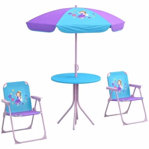 Outsunny Childrens Blue Table and Chair Set for Garden and Indoor Use