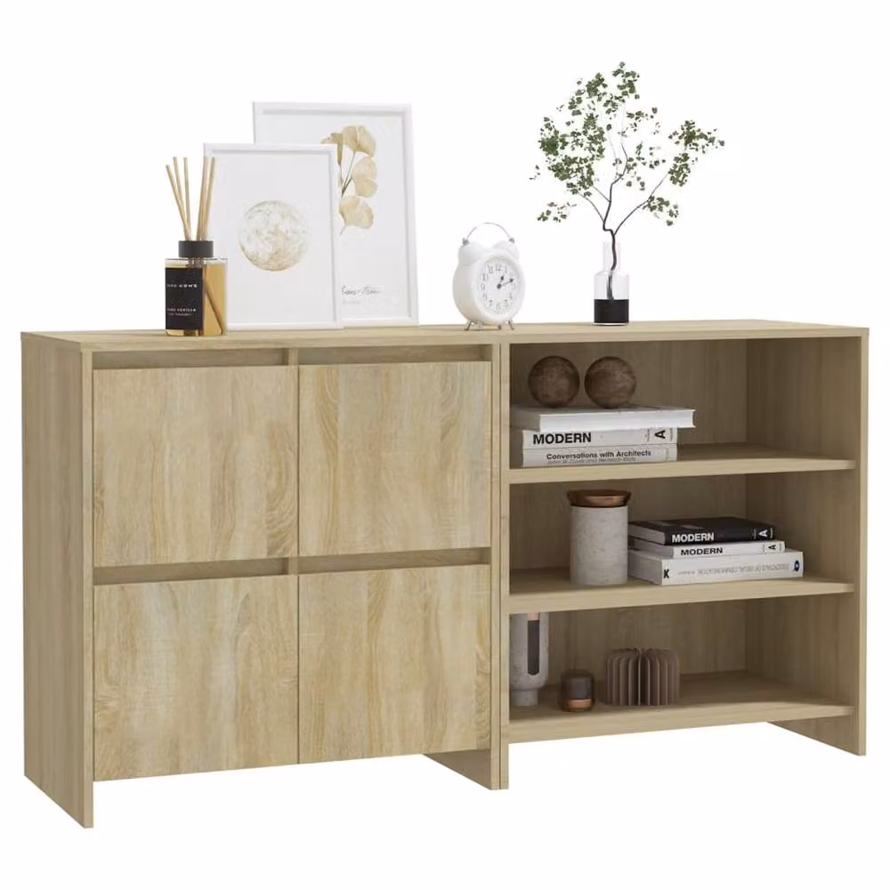 Berkfield Home 2 Piece Sonoma Oak Sideboard in Beige Engineered Wood – 3