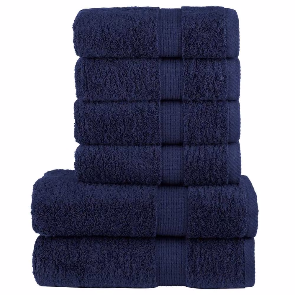 Berkfield Home SOLUND 6 Piece Premium Cotton Terry Towel Set, Navy Blue, 600 gsm – 2