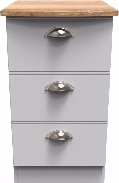 2 U Albert 3 Drawer Bedside Cabinet in Grey, Ready Assembled