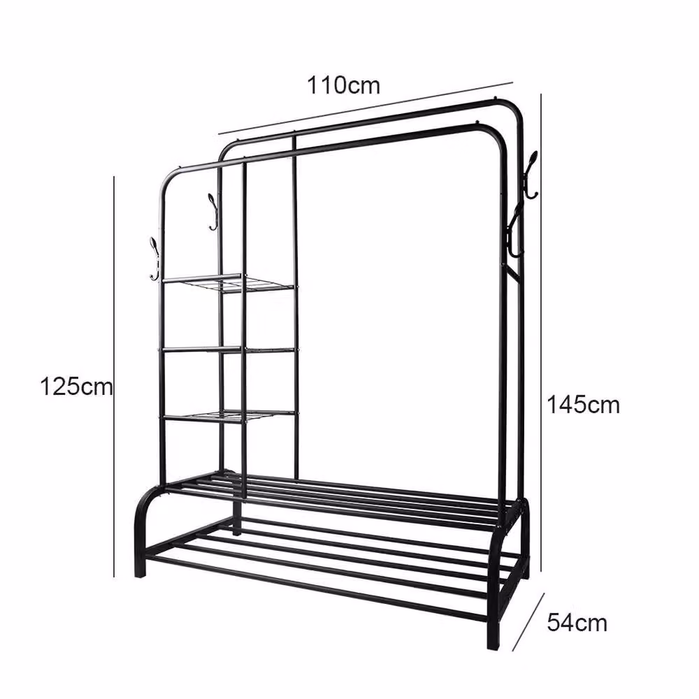 PAWNORA Black Metal Clothes Rail with 120kg Load Capacity, W/D/H: 145 x 54 x 44 cm – 2