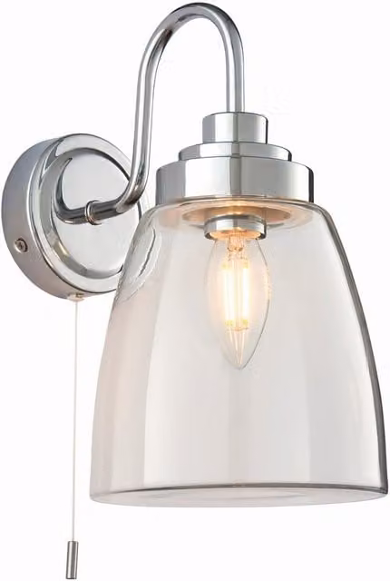 Endon Ashbury LED 1 Light Bathroom Wall Lamp with Chrome Plate and Clear Glass, IP44, E14
