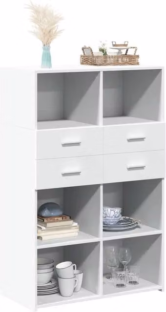 Berkfield Home White Modern Highboard W/D/H: 80 x 42.5 x 124 cm