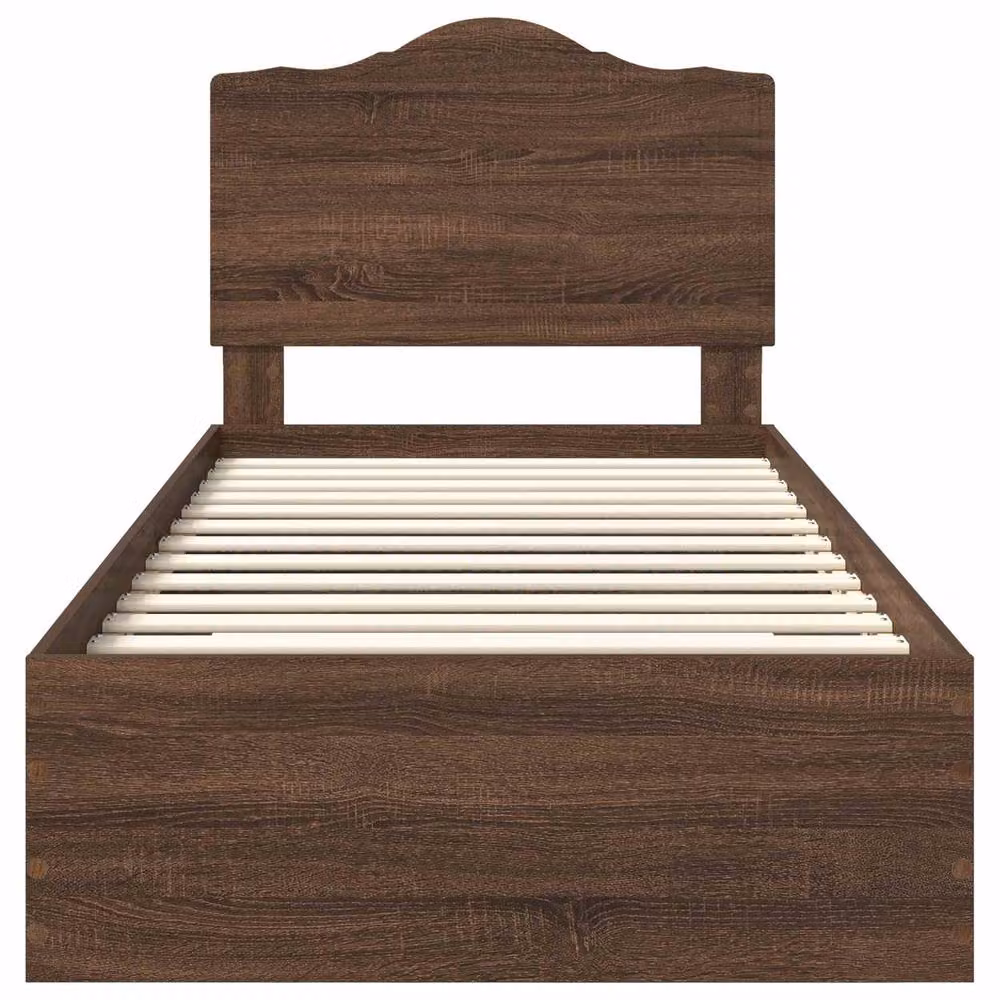 Berkfield Home Modern Bed Frame with Headboard in Brown Oak, Engineered Wood, W/D/H: 190 x 70 x 32 cm – 4