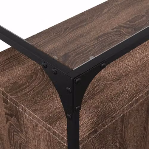 vidaXL Sideboard in Brown Oak with Glass Top and MDF, W/D/H: 98 x 35 x 81 cm – 3