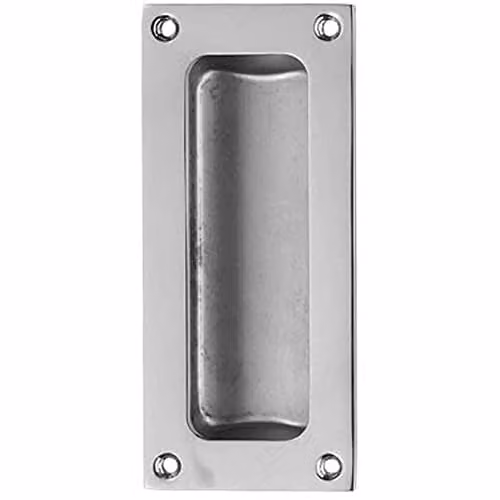 Loops Recessed Sliding Door Flush Pull in Polished Chrome, W: 10.2 cm, H: 10.2 cm, D: 1.05 cm