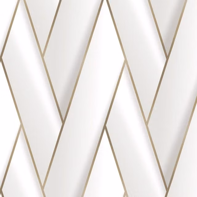 Debona Armando Geometric Abstract Wallpaper in White, Gold and Beige