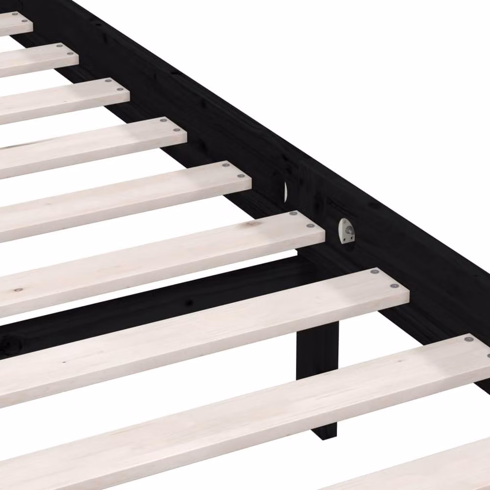 Berkfield Home Black Solid Wood Pine Bed Frame W/D/H: 160 x 200 cm – 5