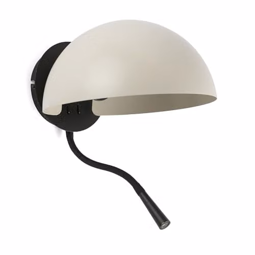 Netlighting Dominica Wall Reading Light in Black with Beige Shade