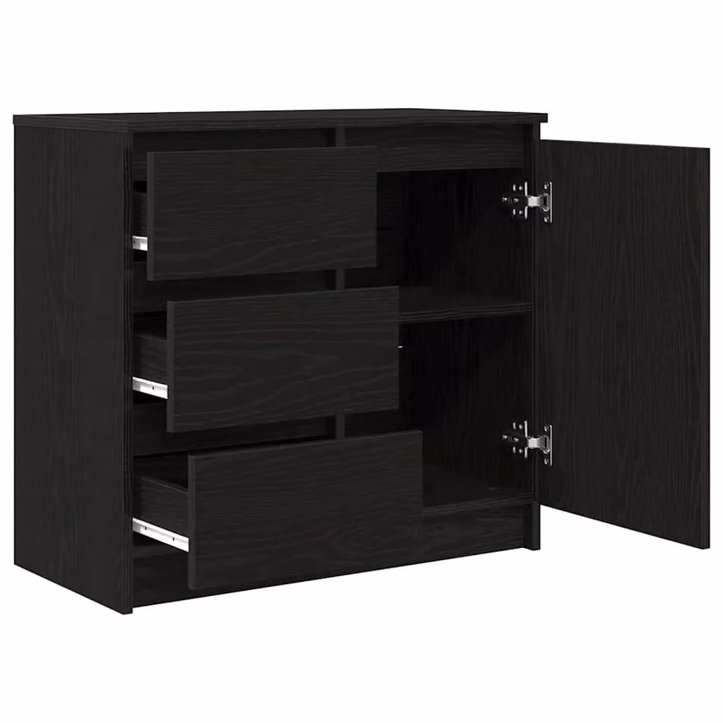 Berkfield Home Modern Sideboard with Drawer in Black Oak, W/D/H: 71 x 35 x 65 cm – 3