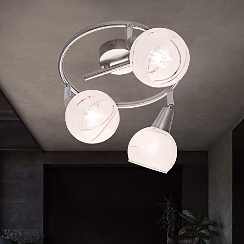 Globo Lighting Elliott Ceiling Spotlight Cluster in Grey and Nickel with Glass Shades and 3x E14 Sockets – 2