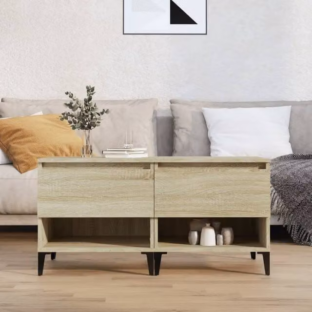 Berkfield Home Set of 2 Sonoma Oak Side Tables in Light Tan, W/D/H: 50 x 46 x 50 cm – 1
