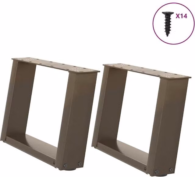 Berkfield Home U-Shaped Coffee Table Legs, 2 Piece Set, Brown Matt Steel, Height: 40 cm, Width: 30.5 cm