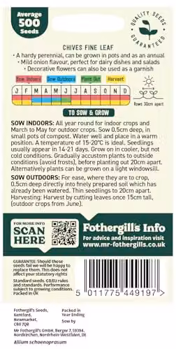 Mr Fothergill's Oh Sow Simple Chives Green Vegetable Seeds – 2
