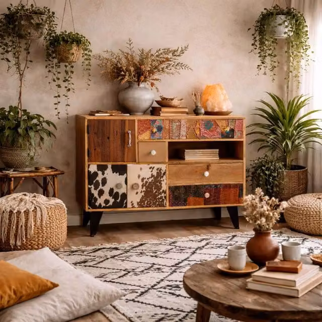 Wyld Haus Kokkola Large Reclaimed Wood Sideboard with 3 Doors and 4 Drawers in Brown – 1