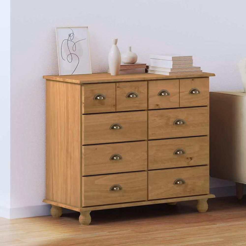 Berkfield Home ASKIM Chest of Drawers in Honey Brown Solid Wood Pine, W/D/H: 91 x 40 x 79 cm – 2