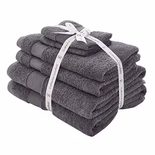 Catherine Lansfield 6 Piece Grey Cotton Towel Bale