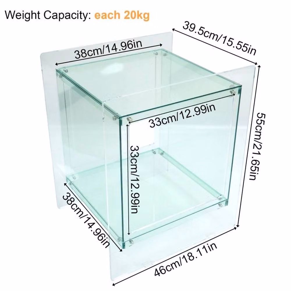 VOGREX Modern Green Transparent Glass Side Table and Record Player Stand – 2