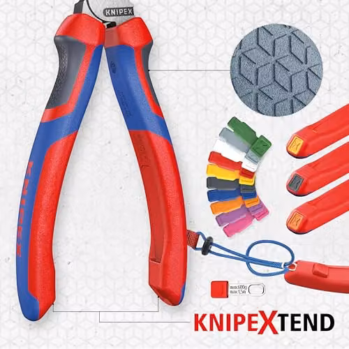 Knipex Chrome Vanadium Side Cutter in Blue, Red and Multicolour, 180 mm – 3