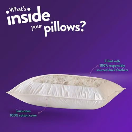 Slumberdown 4 Pack Medium Support Duck Feather Pillows in White, W: 74 cm, H: 48 cm – 3