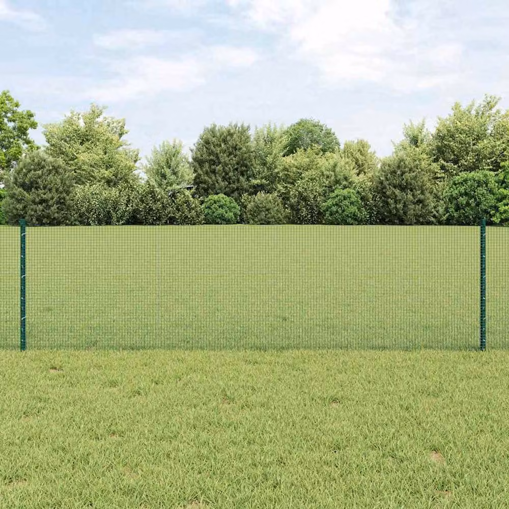 Berkfield Home Green Steel Welded Wire Fence with 5 U-Profile Posts, W: 100 cm, H: 60 cm, D: 0.6 cm – 1