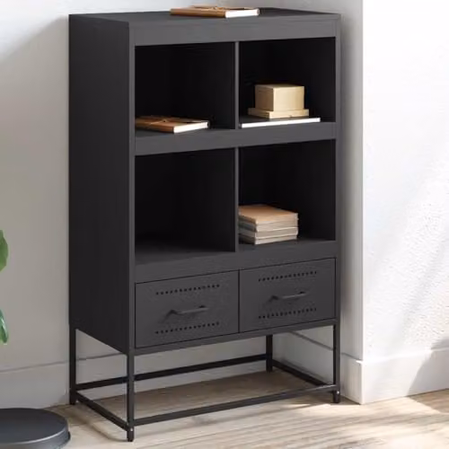 vidaXL Modern Black Steel Highboard with Hinged Doors and Internal Shelves, W/D/H: 68.5 x 39 x 111.5 cm – 2