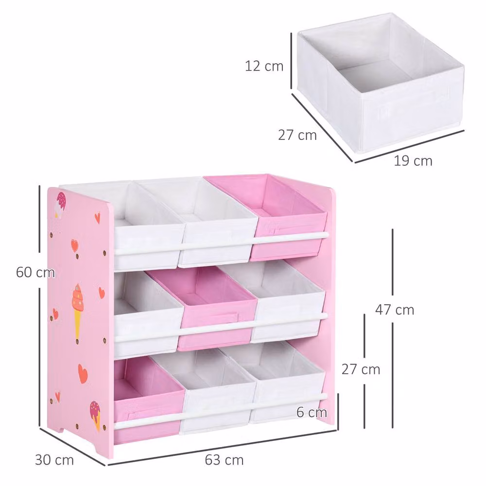 STILVORA Kids Storage Rack with 9 Baskets in Pink – 2