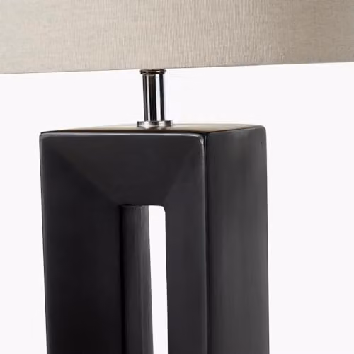 Pacific Lifestyle Abstract Square Block Ceramic Table Lamp with Cream Fabric Shade, Black and Cream, W/D/H: 30 x 30 x 58.5 cm – 3