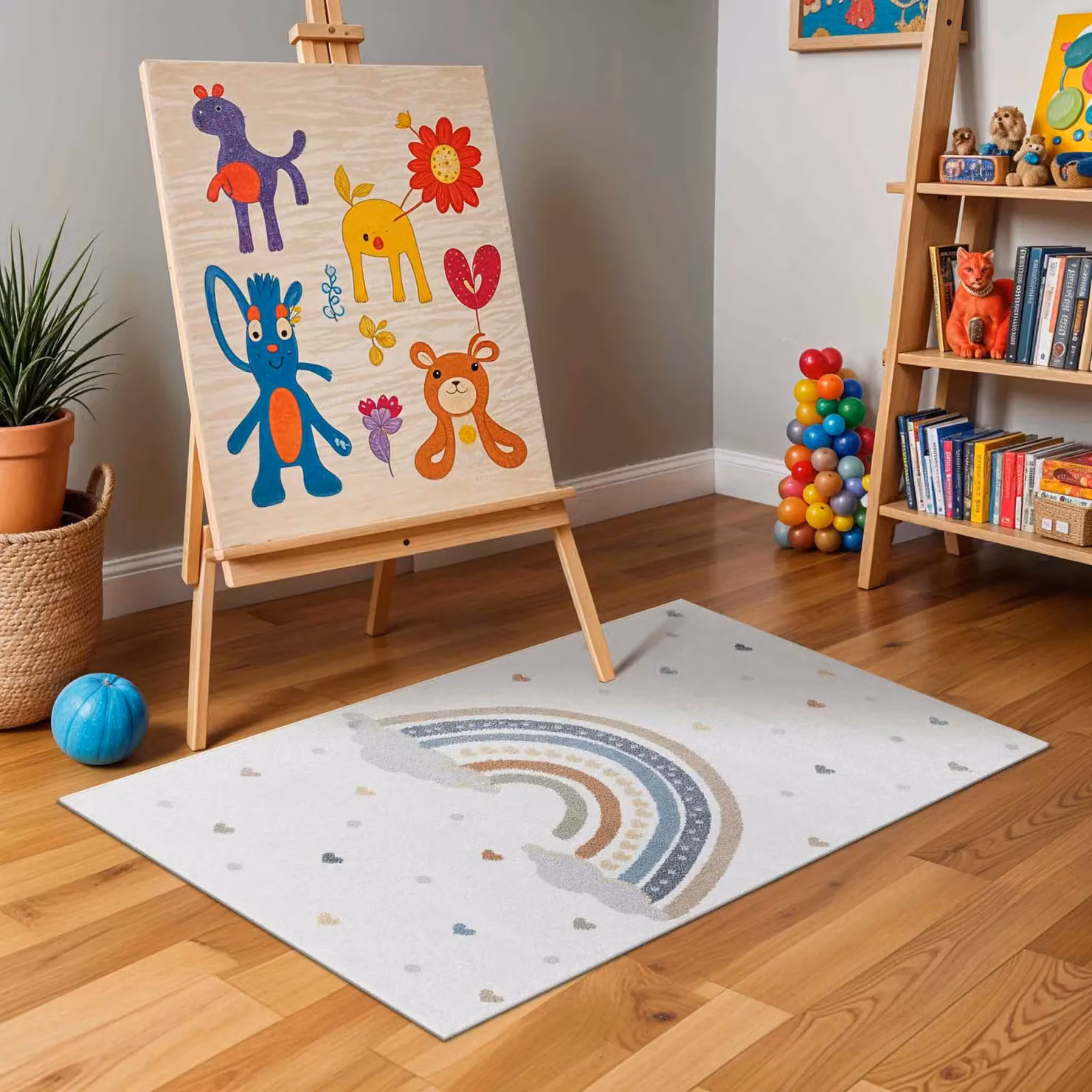 Livabliss Lilian Washable Kids Rug in Multicolour Beige, Orange, Blue and Green, W: 120 cm, L: 170 cm – 2