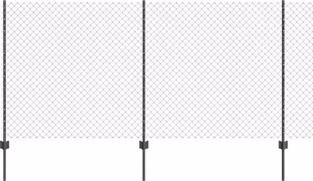 Berkfield Home Grey Galvanised Steel Woven Chain Link Fence with 20 U Posts, W: 120 cm, L: 1000 cm