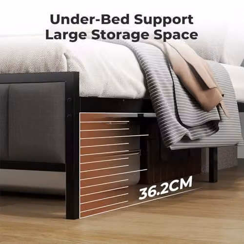 Levede Single Upholstered Bed Frame in Grey with LED Lighting and USB Charging Port, W/D/H: 90 x 200 x 100 cm – 7