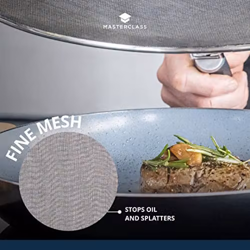 MasterClass Stainless Steel Mesh Splatter Guard in Silver, Diameter: 33 cm – 4