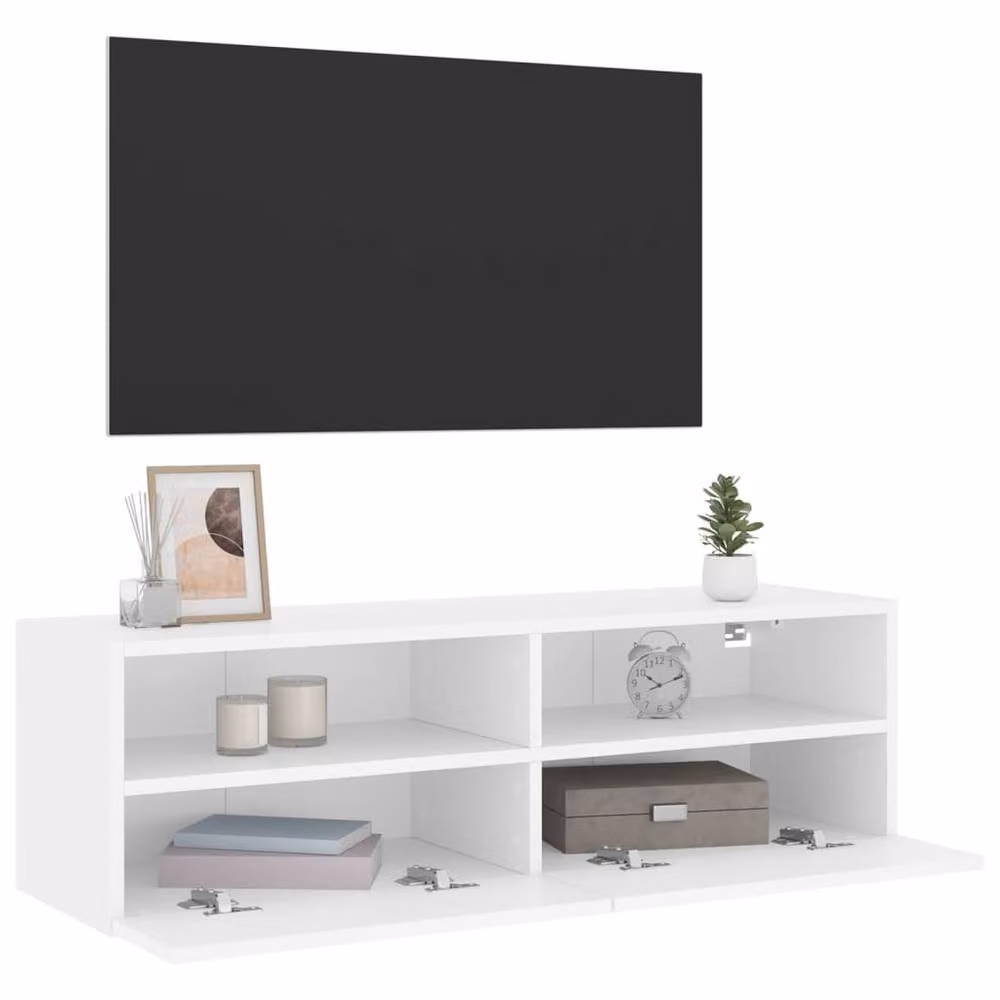 Berkfield Home White TV Wall Cabinet in Matt MDF, W/D/H: 100 x 30 x 30 cm – 4