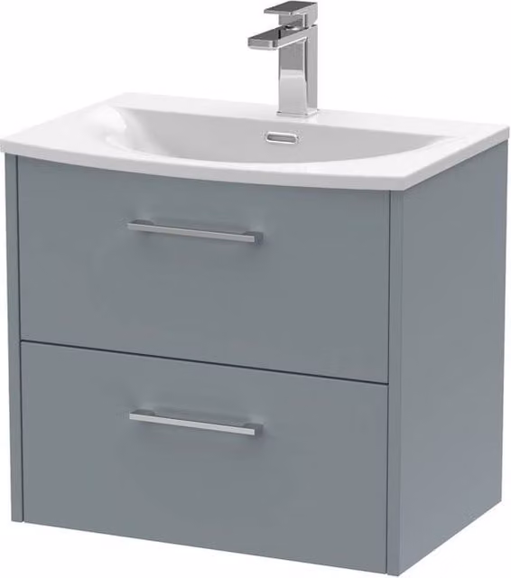 Balterley Winshill Contemporary 2 Drawer Wall Hung Vanity Basin Unit, Grey, Width: 60 cm – 1