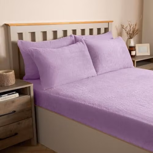 OHS 4 Pack Teddy Fleece Thermal Pillowcases in Purple – 1
